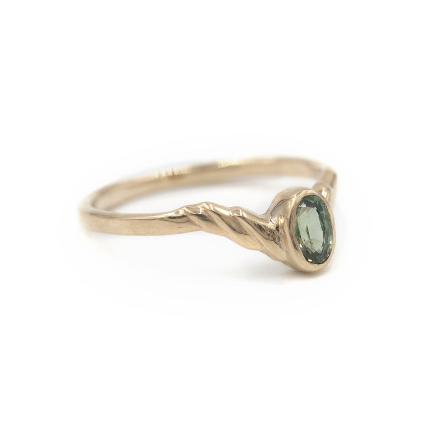 Green Sapphire Laurel Ring