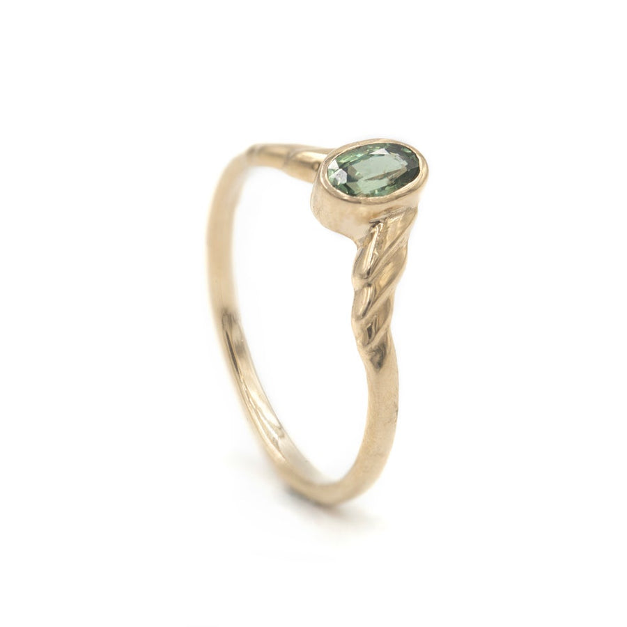 Green Sapphire Laurel Ring