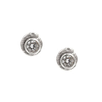 Tiny Diamond Ouroboros Studs- 14k White Gold